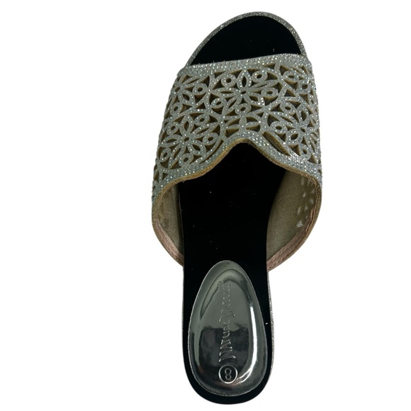Nature Breeze Rhinestone Silver Sparkle Perforated Slide Sandals 8 Fairy - Picture 11 of 15